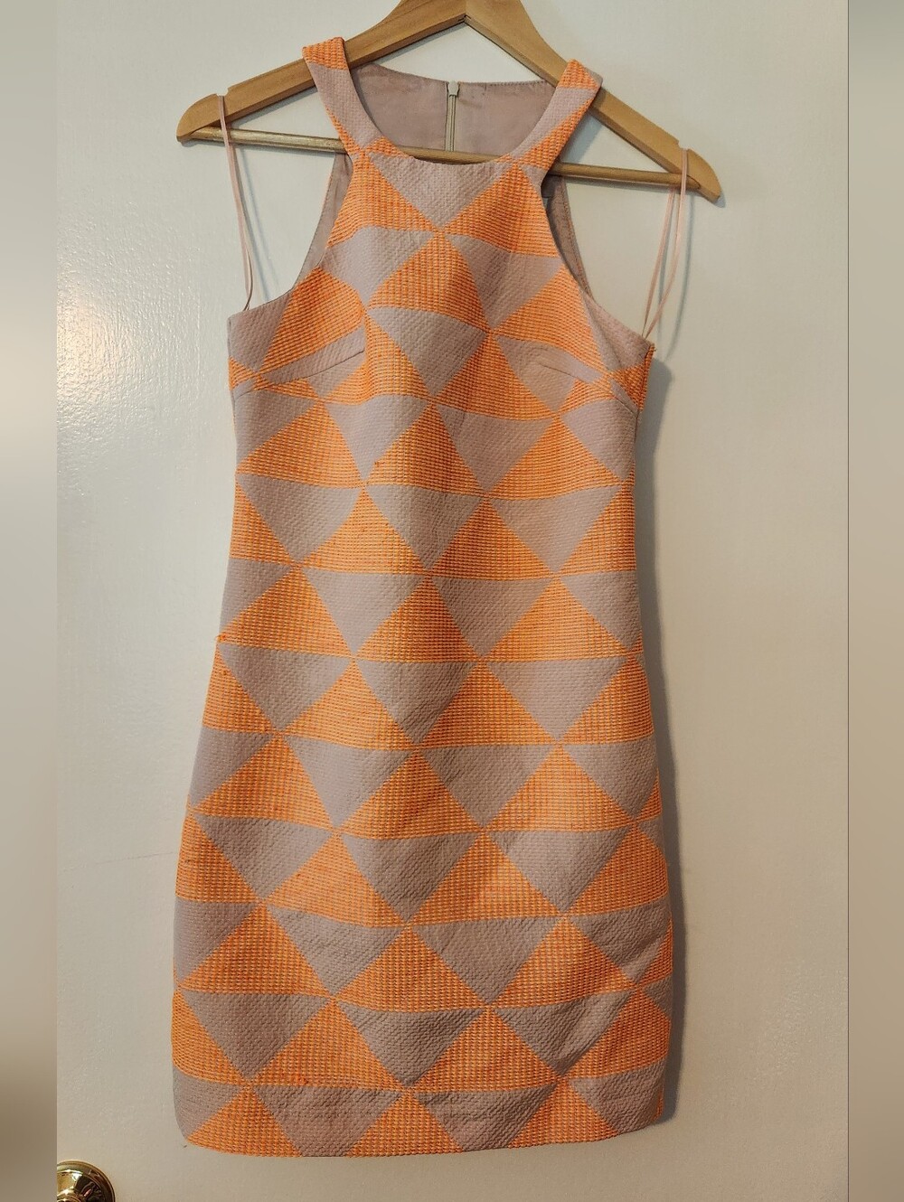 Trina Turk Orange and Cream Geometric Mini Dress